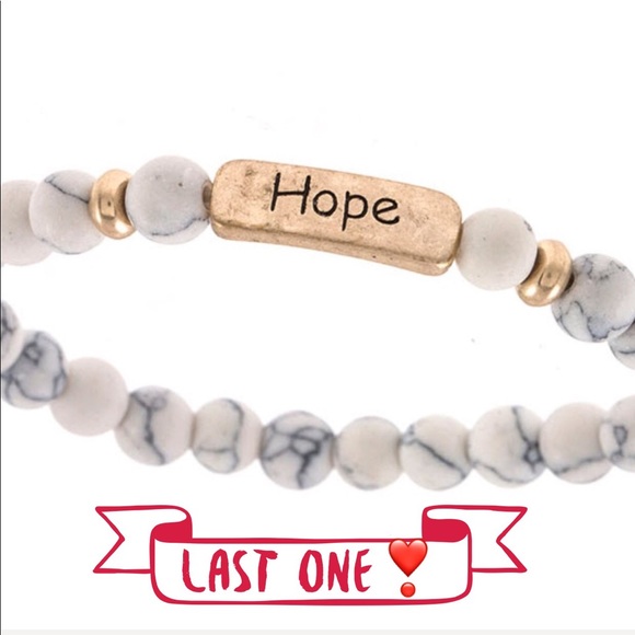 Jewelry - “Hope” etched beaded bracelet- white